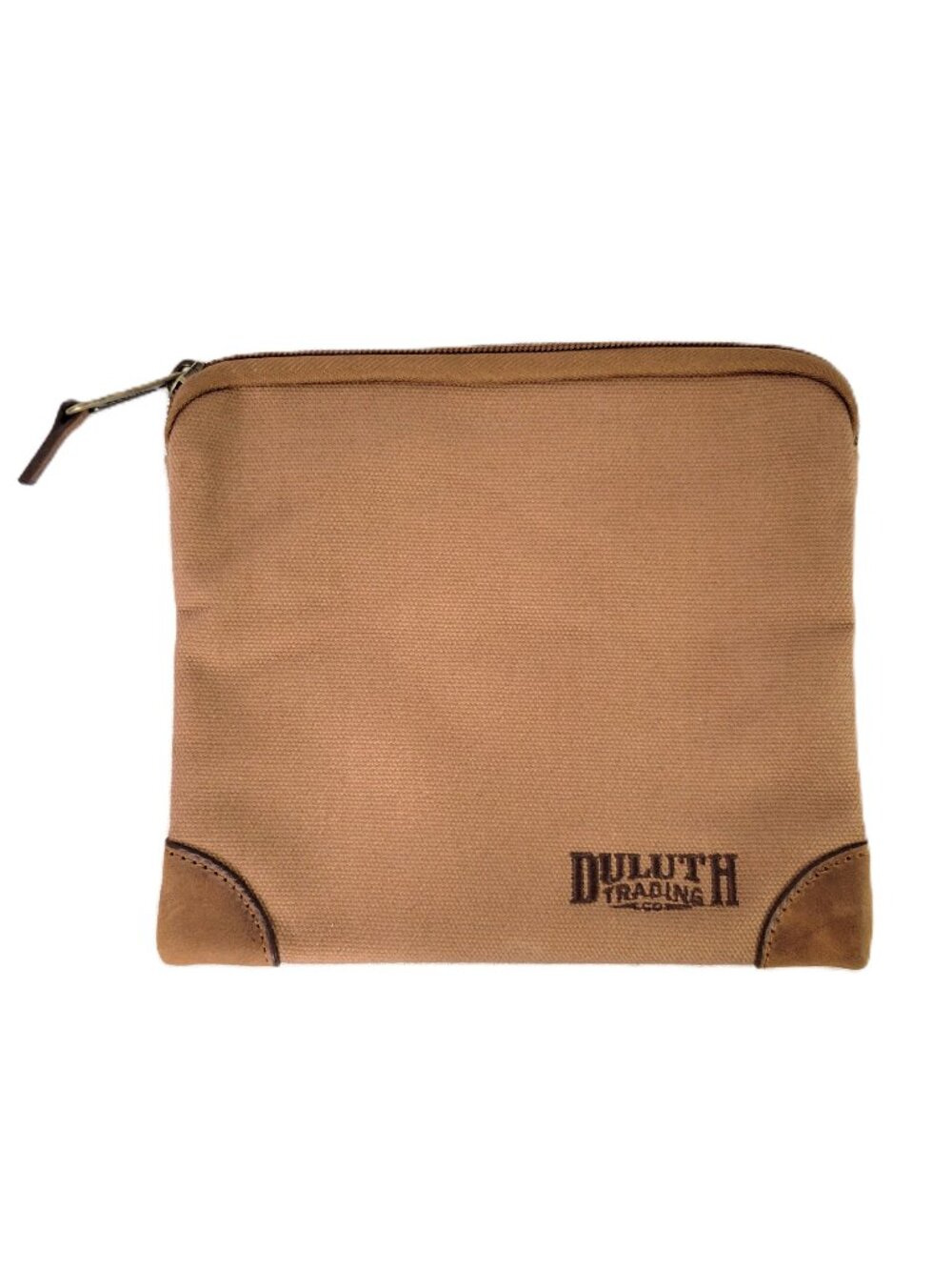 Duluth Trading Co Brown Fire Hose Canvas Zipper Pouch Leather Corners 8.5"x7.5"